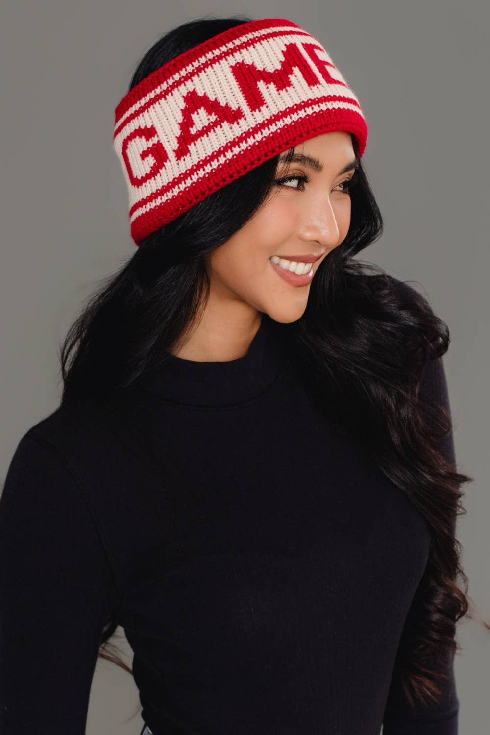 Red & Beige Game Day Knit Headband