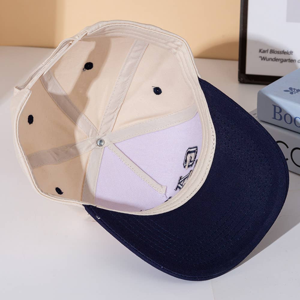 GAME DAY Message Embroidered Five Panel Canvas Snapback Baseball Cap: Black