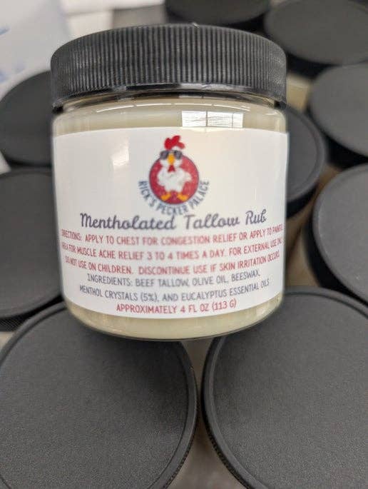 Mentholated Tallow Rub for Congestion and Sore Muscles