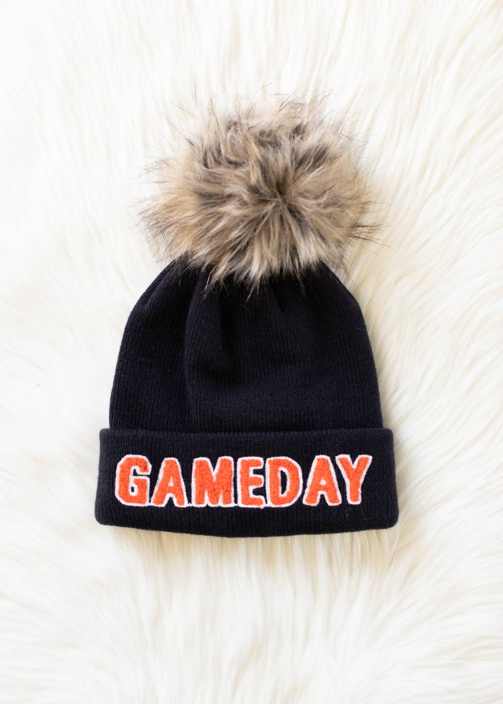 Black & Orange Game Day Pom Hat