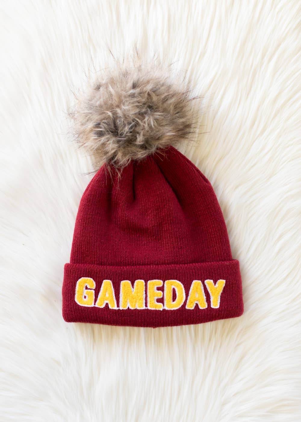Maroon & Gold Game Day Pom Hat