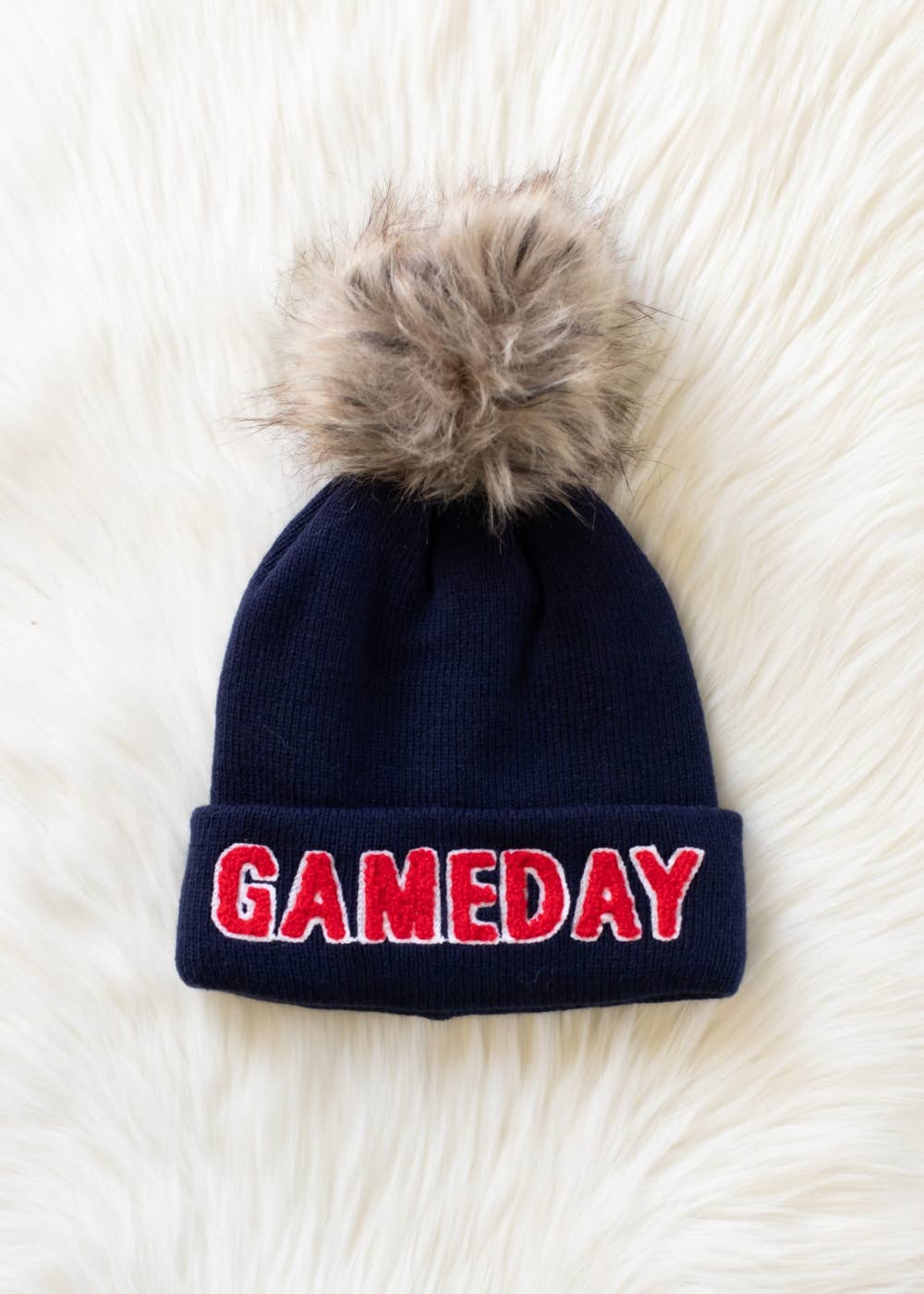 Navy & Red Game Day Pom Hat