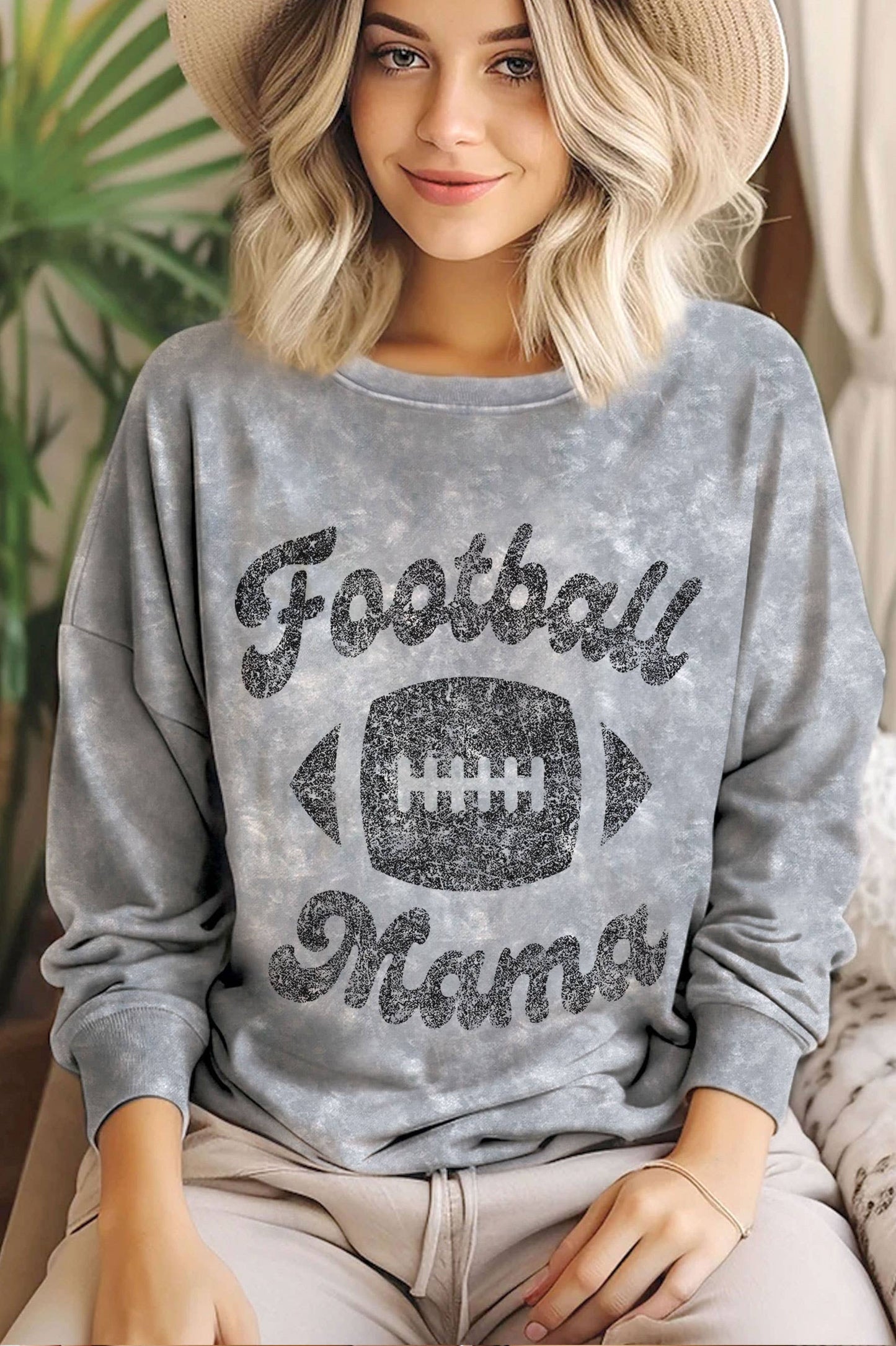 FOOTBALL MAMA MINERAL GRAPHIC BRUSHED SWEATSHIRT