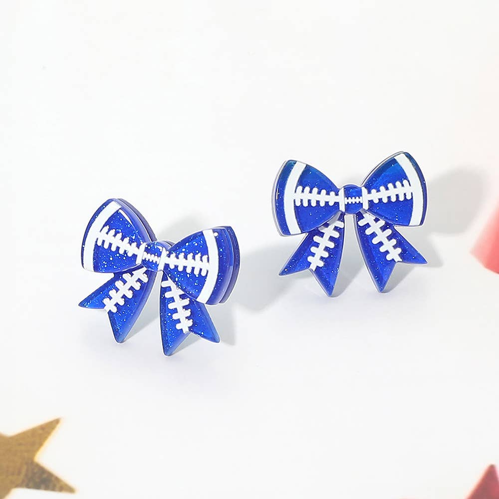 Game Day Football Bow Stud Earrings
