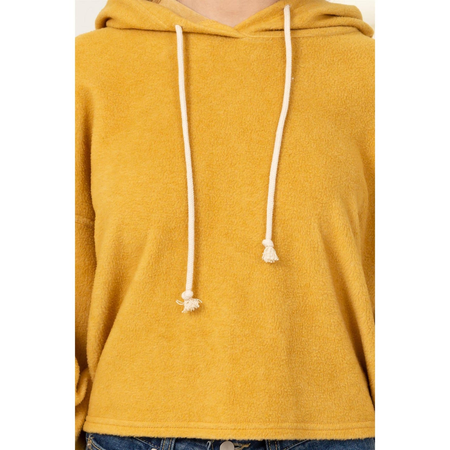 Oversized Balloon Sleeve Hoodie: HONEY MUSTARD