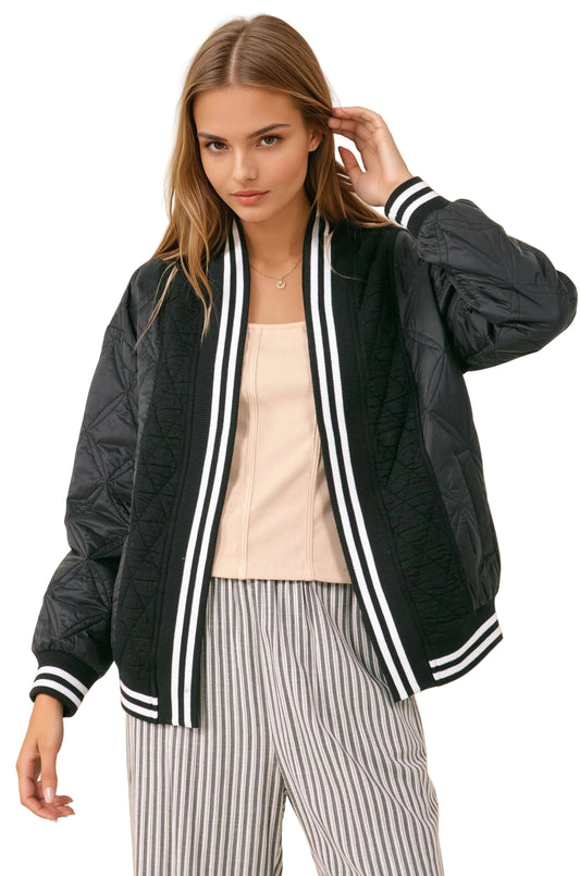 QUILTED OPEN CARDIGAN