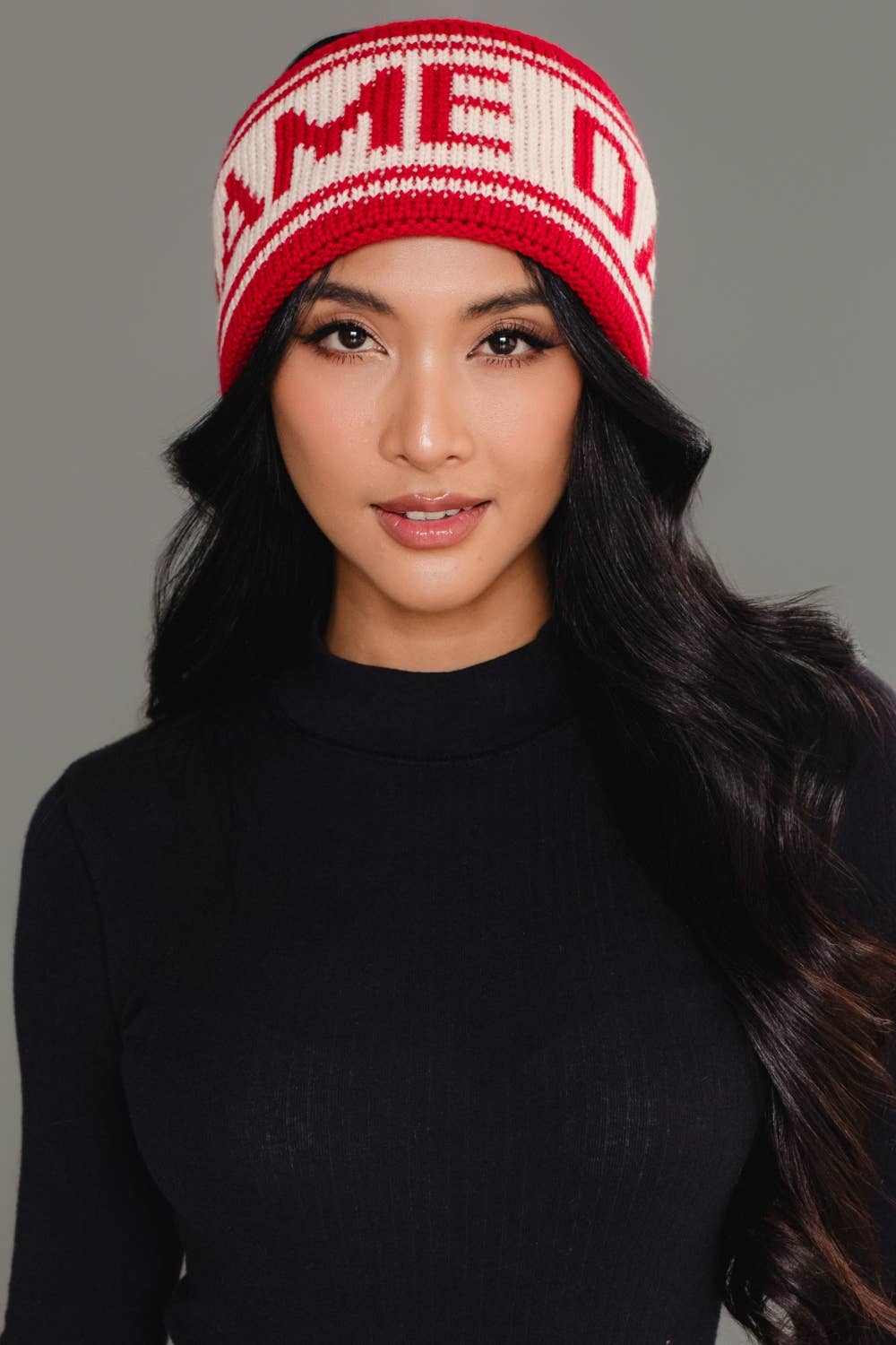 Red & Beige Game Day Knit Headband