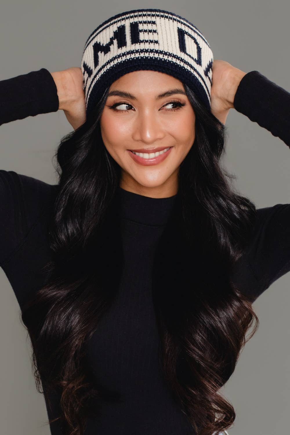 Dk. Navy & Beige Game Day Knit Headband