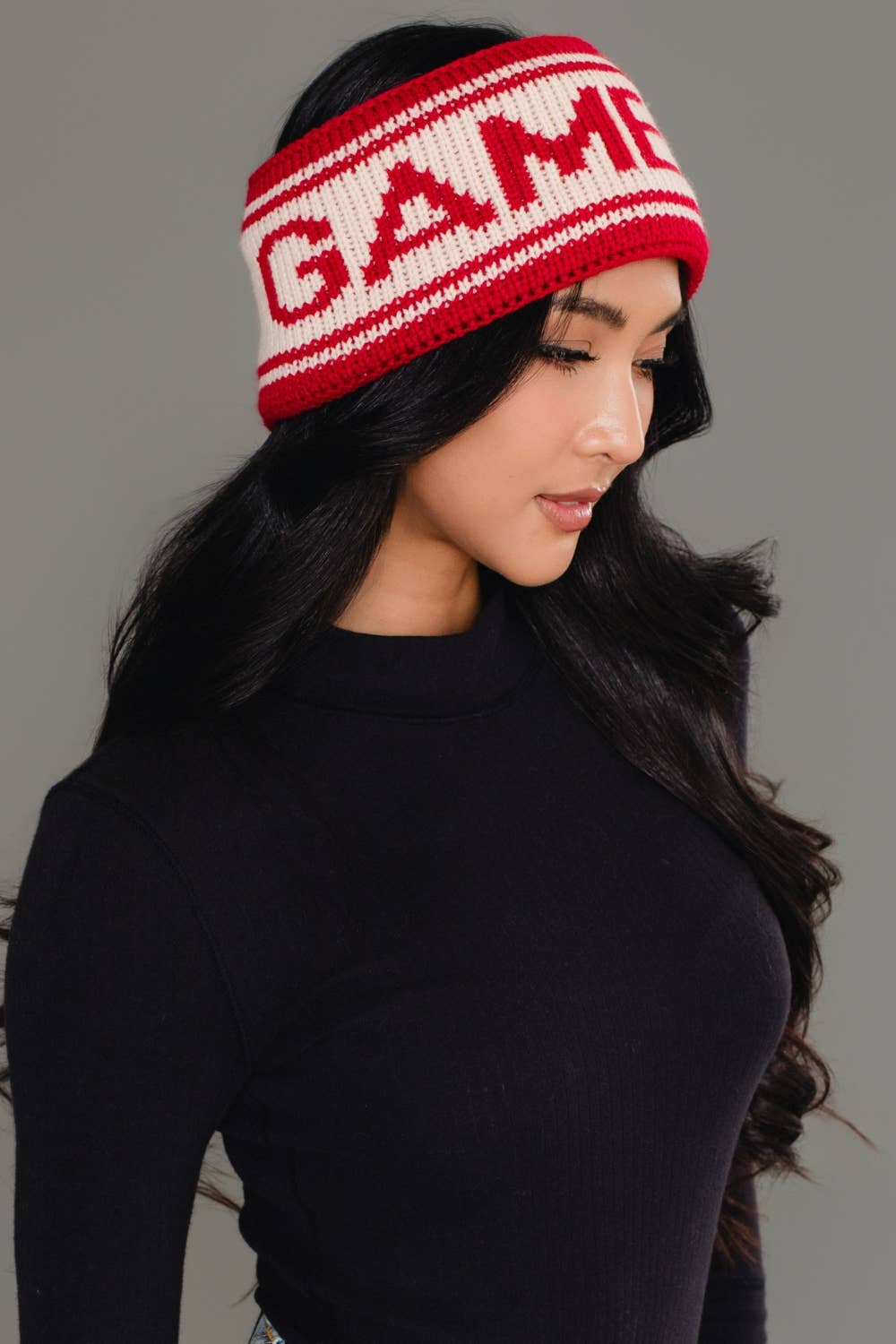 Red & Beige Game Day Knit Headband