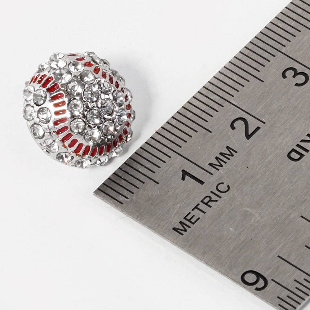Crystal Rhinestone Paved Baseball Stud Earrings