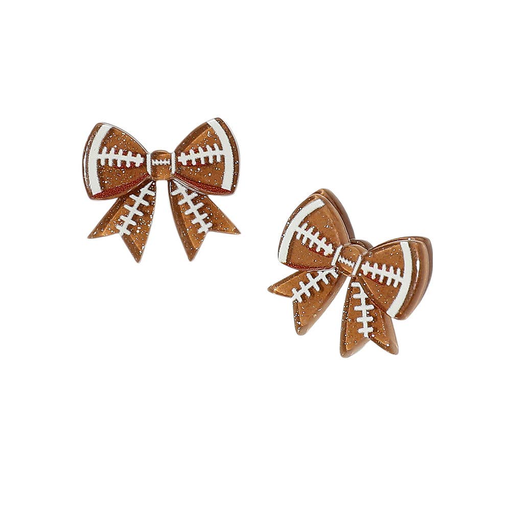 Resin Sports Football Bow Stud Earrings