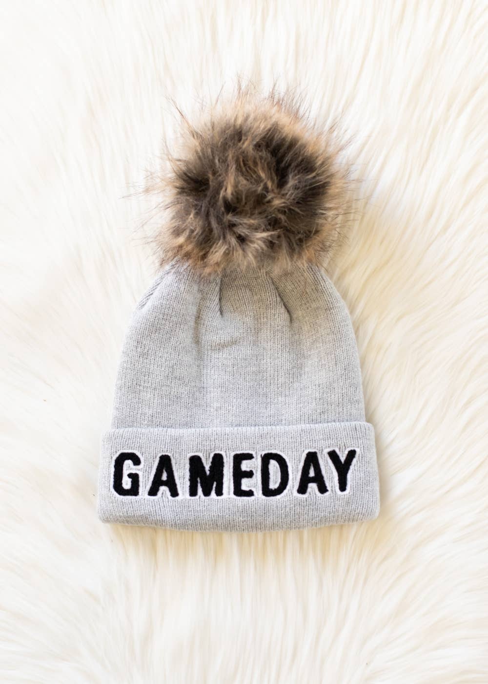 Gray & Black Game Day Pom Hat