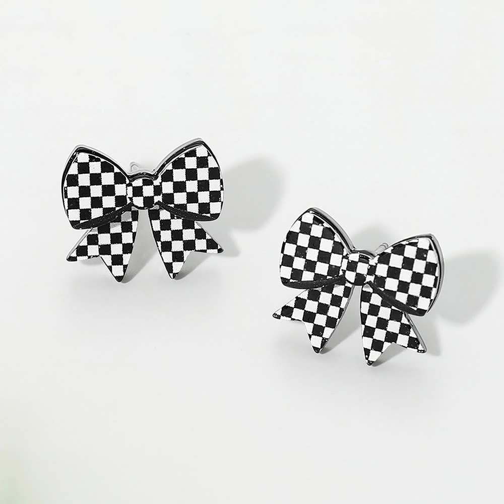 Game Day Football Bow Stud Earrings
