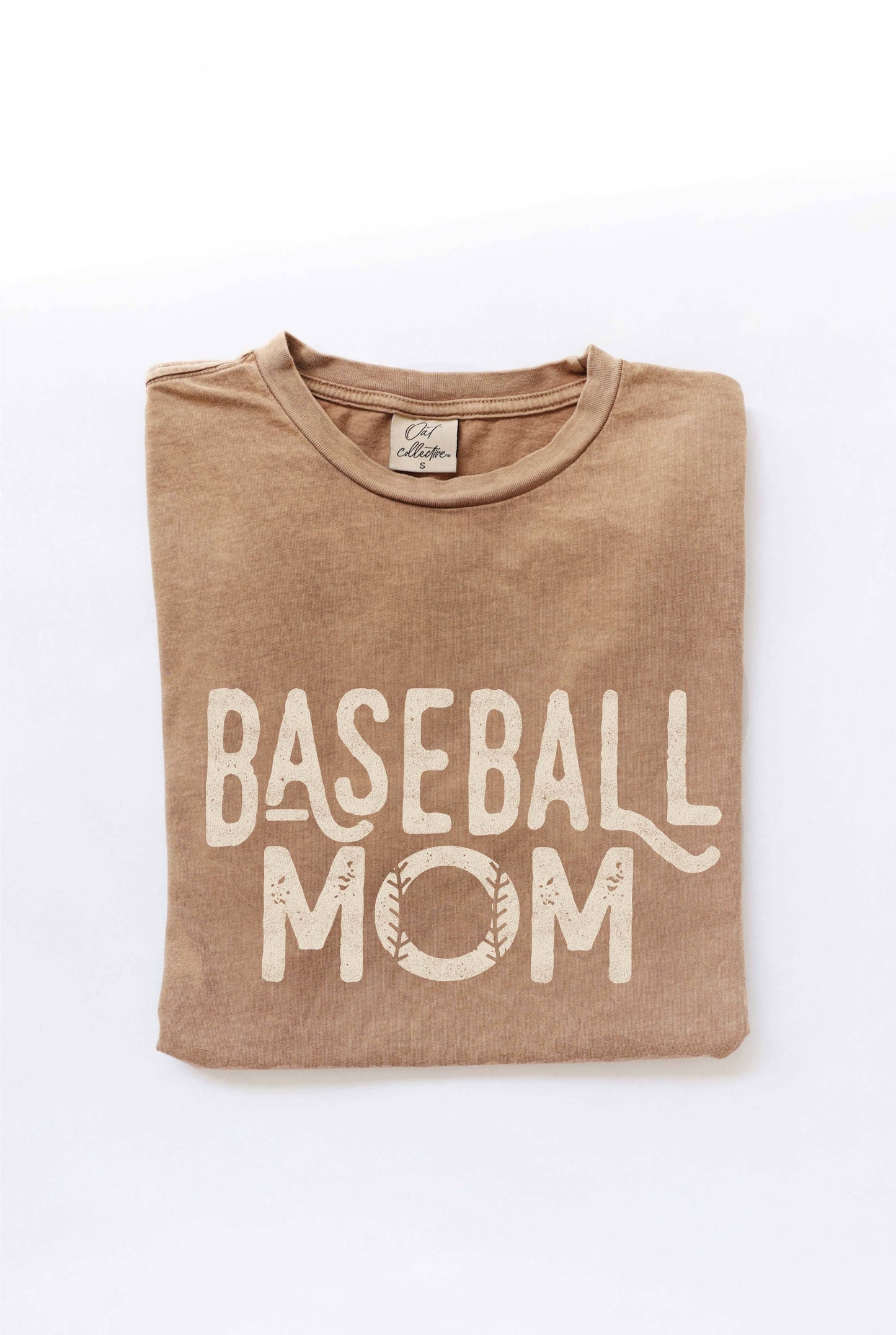 BASEBALL MOM Mineral Washed Graphic Top: TOAST / M
