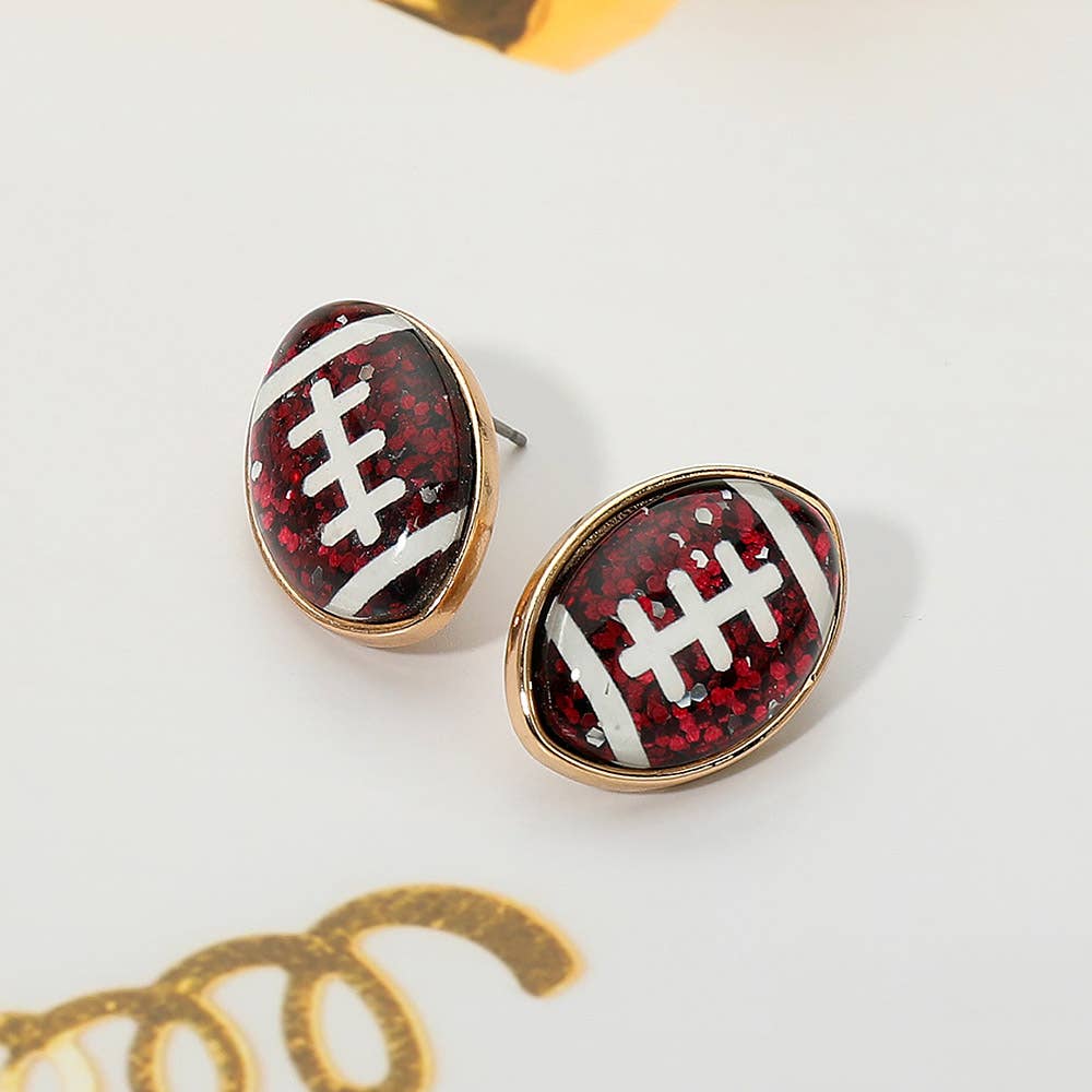 Glittered Football Stud Earrings