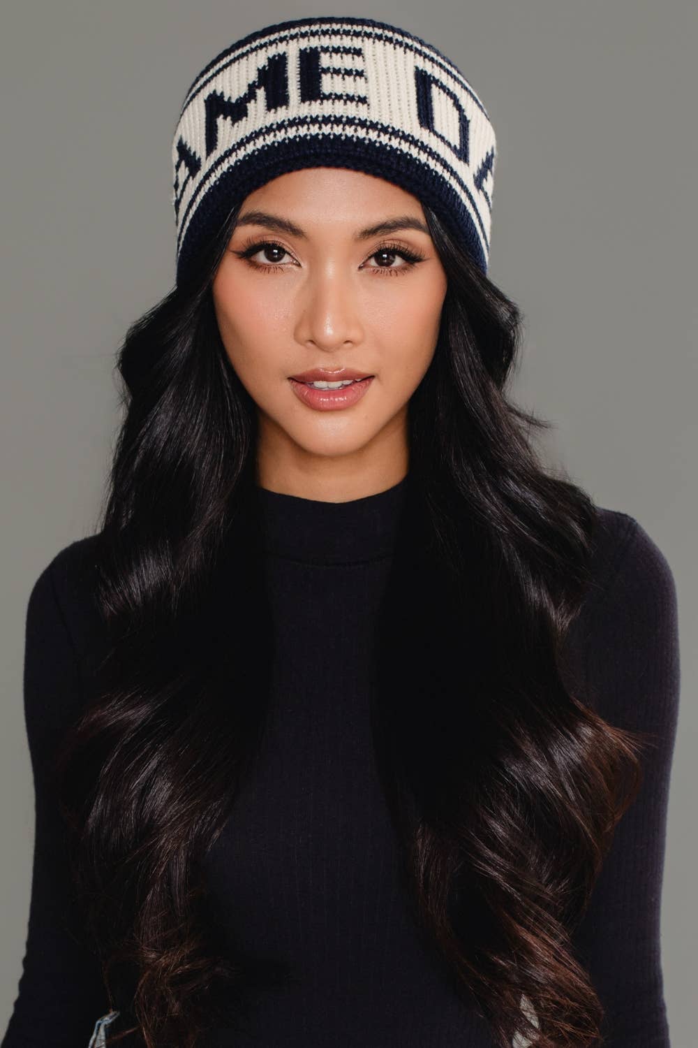 Dk. Navy & Beige Game Day Knit Headband