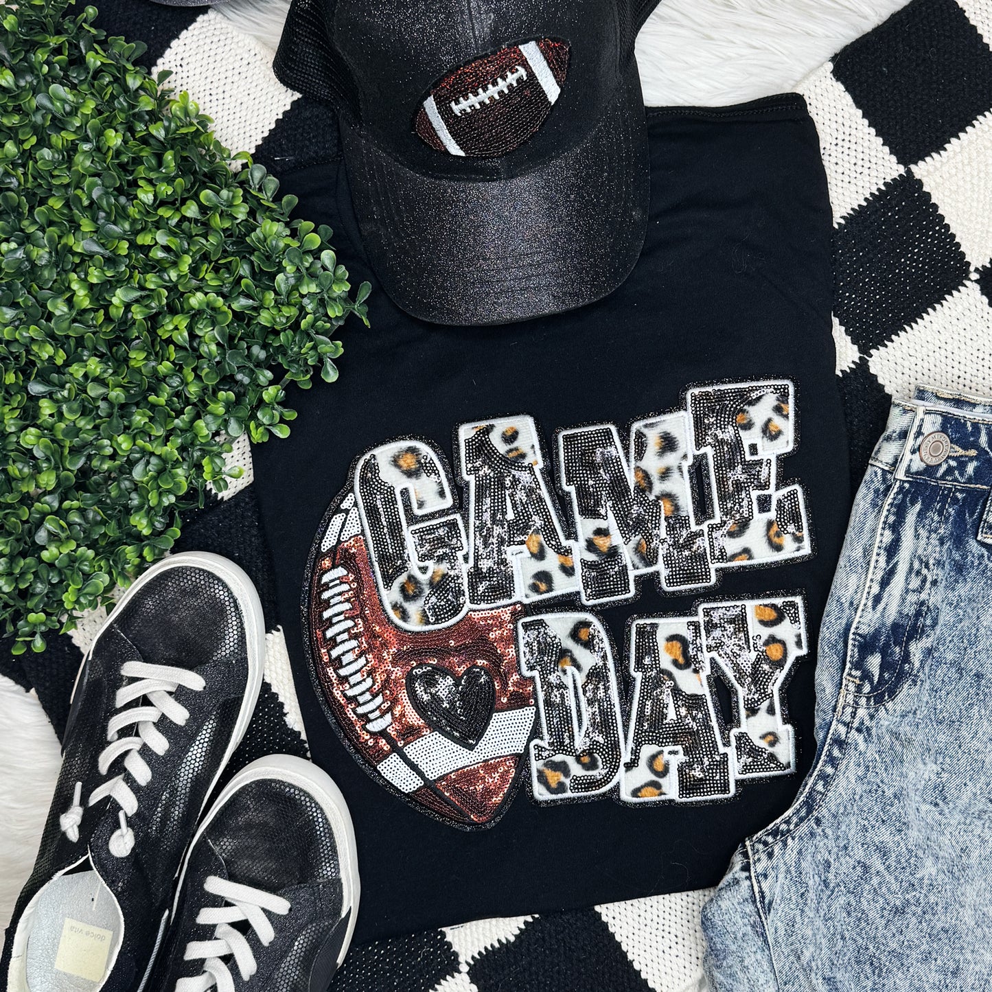 Football Leopard & Sequin Tee