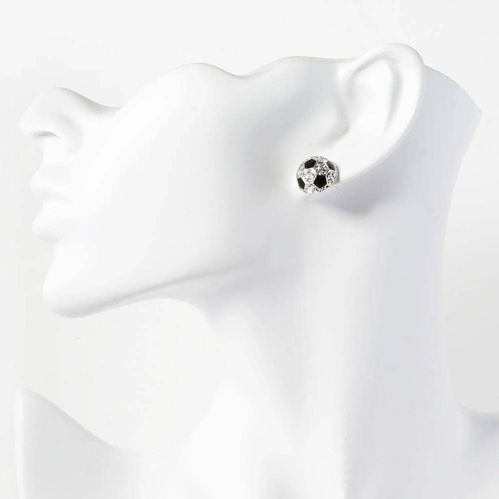 Rhinestone Embellished Soccer Stud Earrings