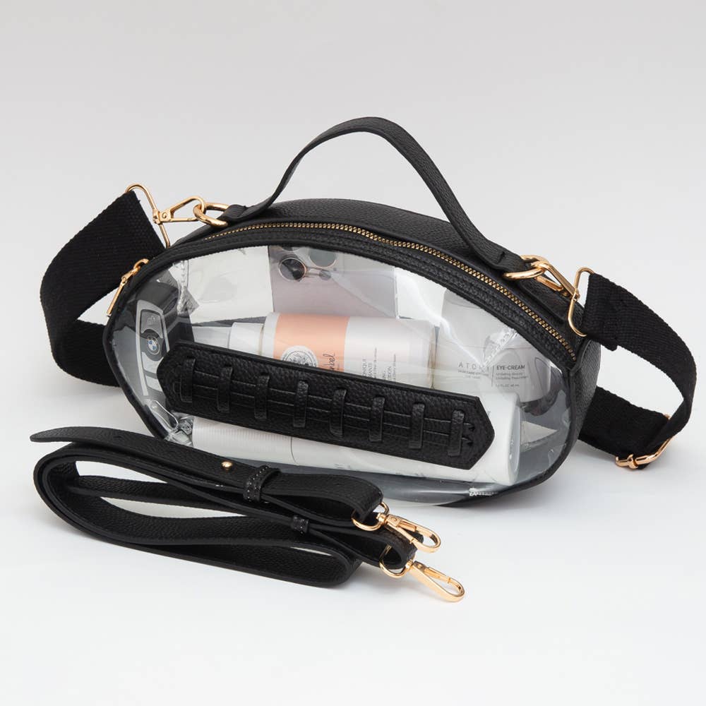 Football Shaped Transparent Crossbody Bag
: Black