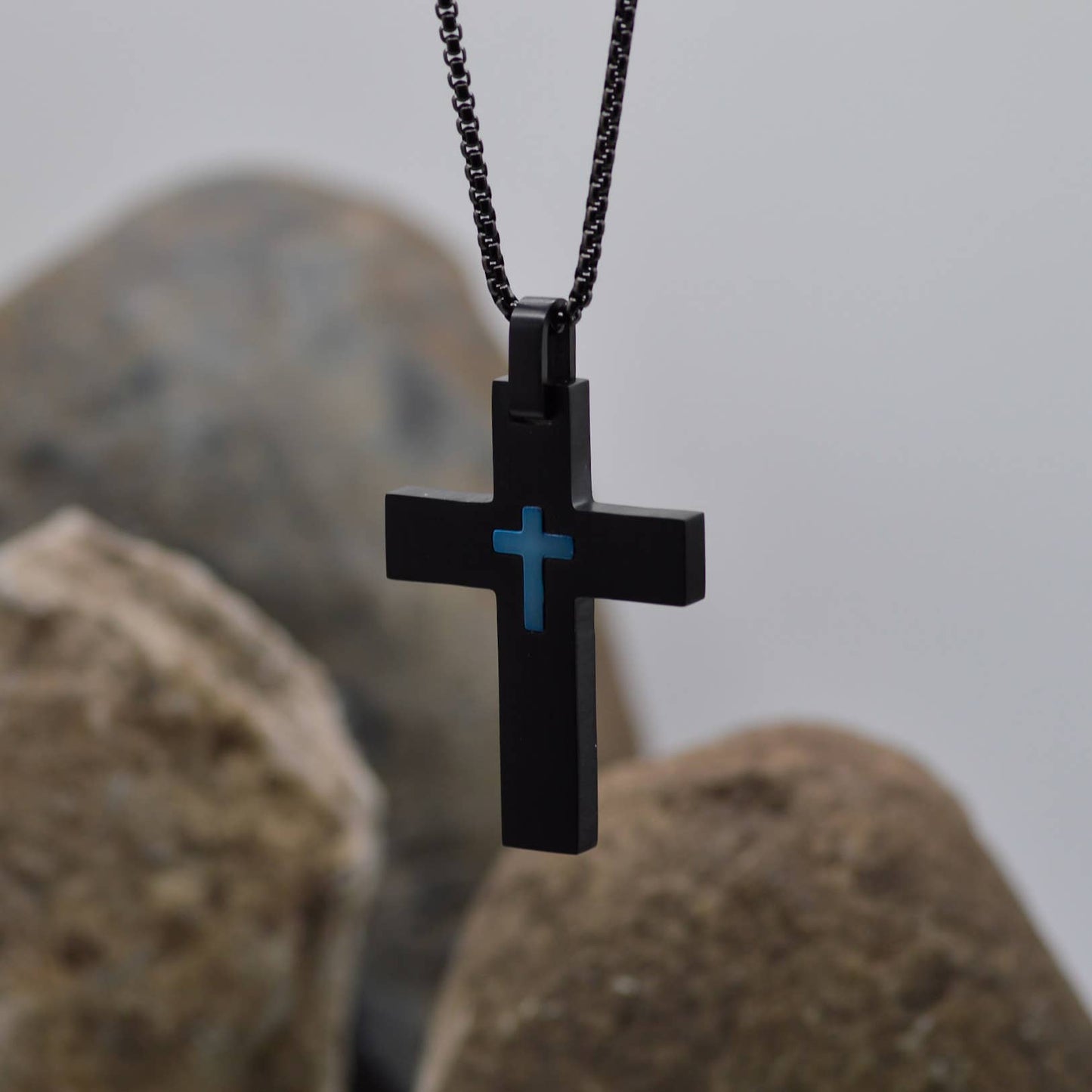 Black/Blue Cross Necklace