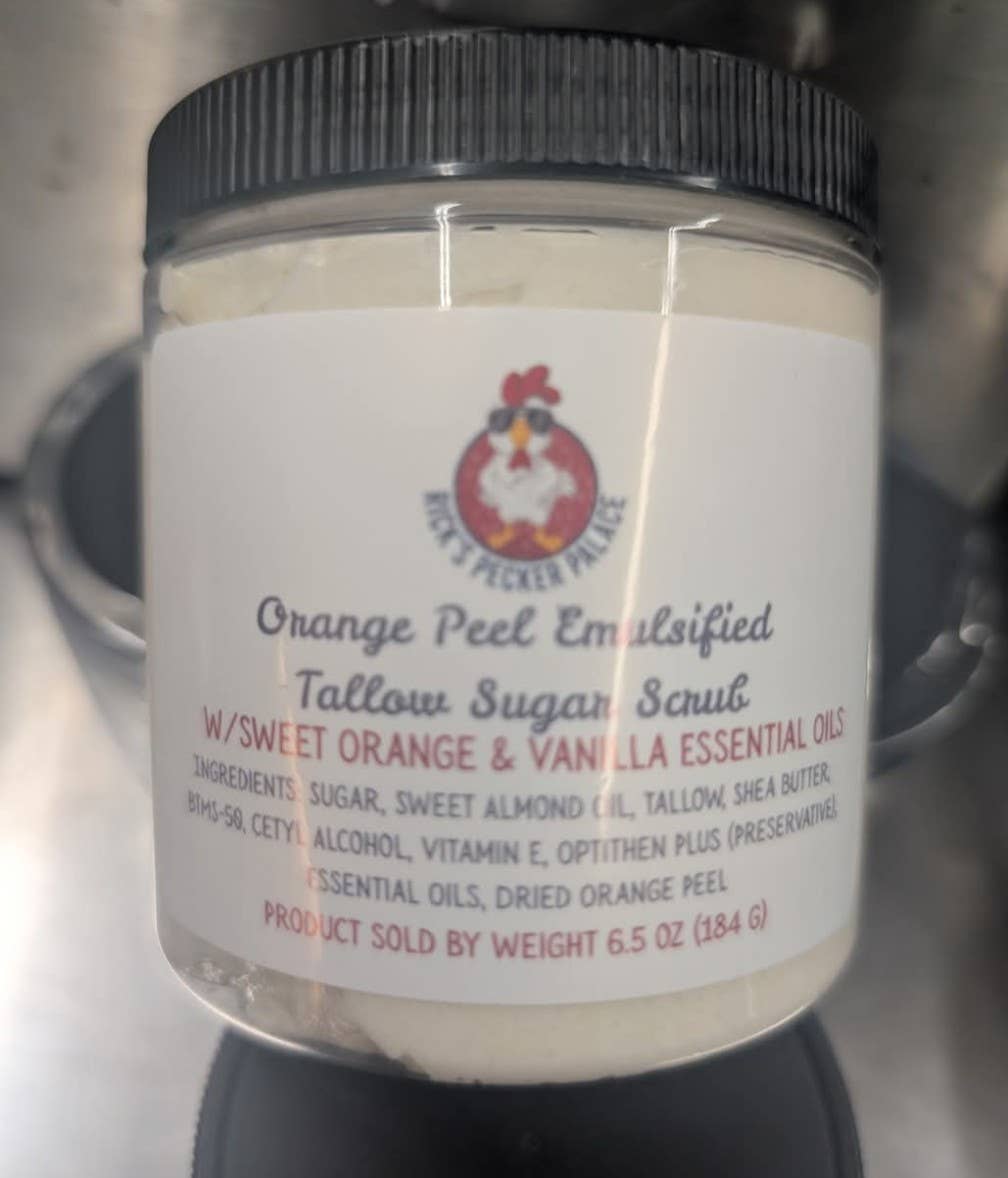 Emulsified Tallow Sugar Scrub ~6.5 oz: Orange Peel (Orange Vanilla)