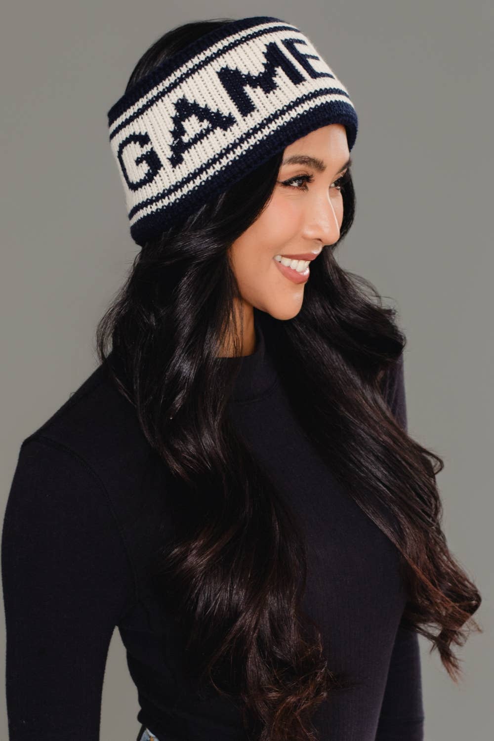 Dk. Navy & Beige Game Day Knit Headband