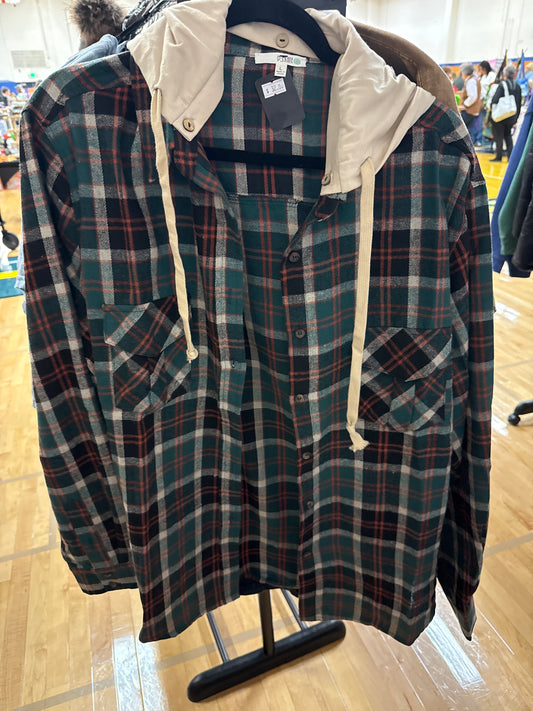 Plaid Hoodie Shacket