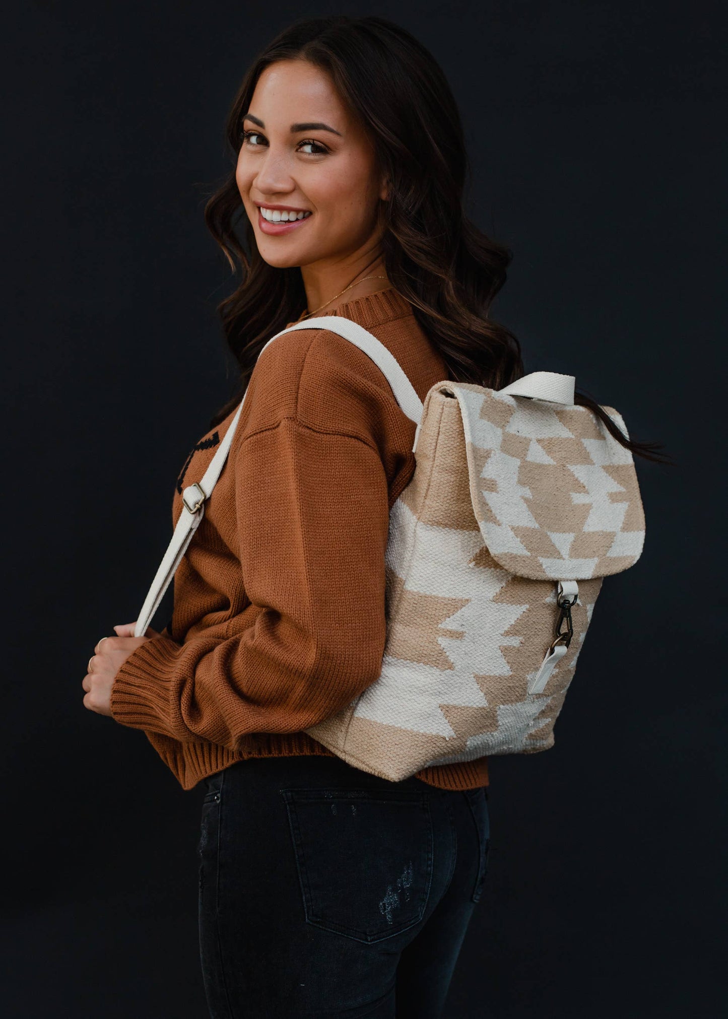 Tan & Cream Aztec Backpack