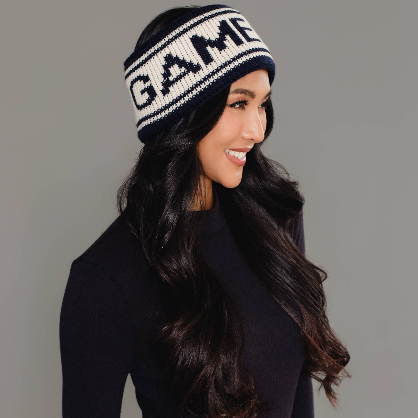 Dk. Navy & Beige Game Day Knit Headband