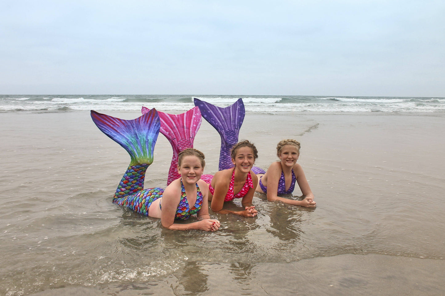 Hawaiian Rainbow Mermaid Tail + Monofin Set for kids, girls, teens, and women (pool toy): M - Child 6/7