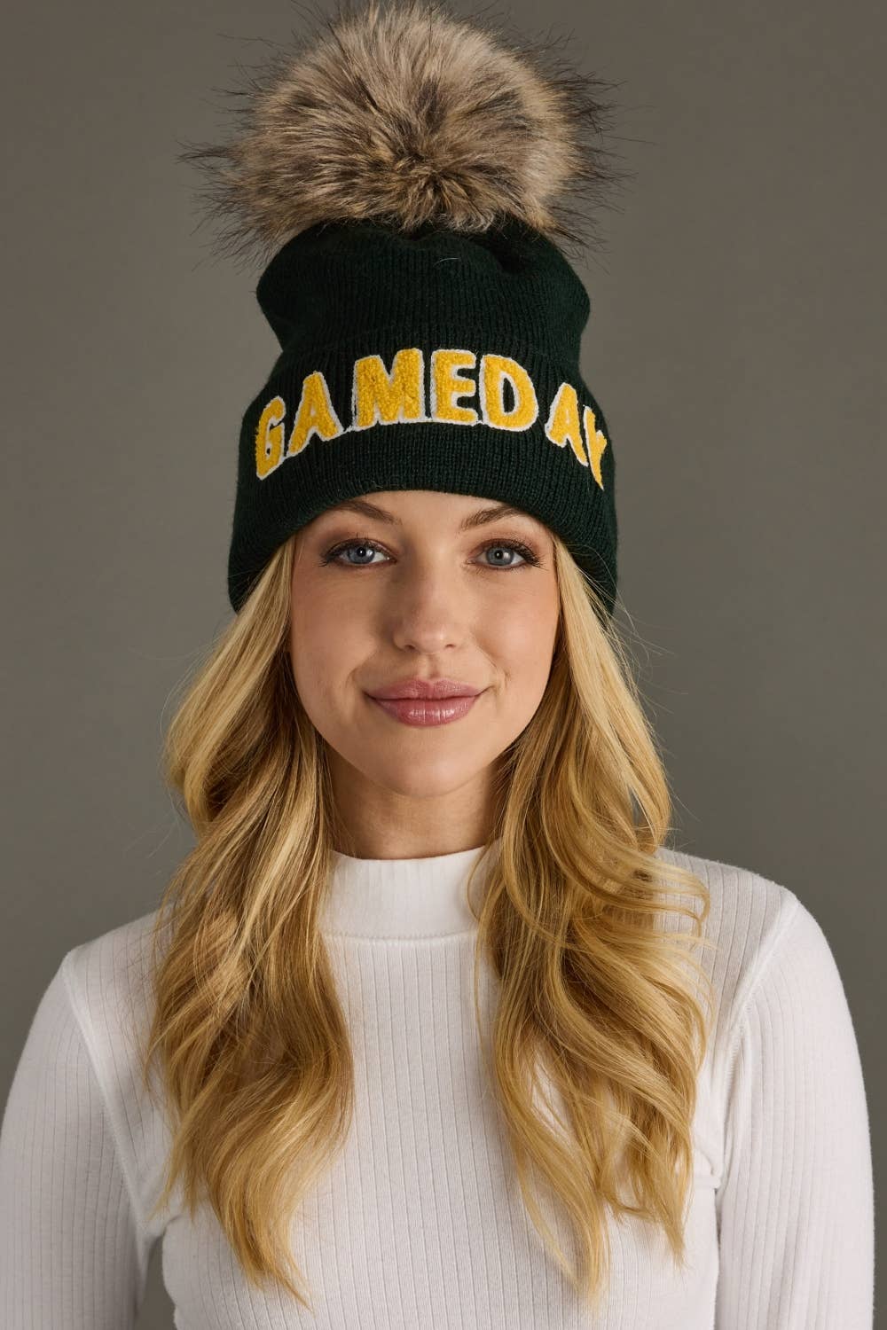 Green & Gold Game Day Pom Hat