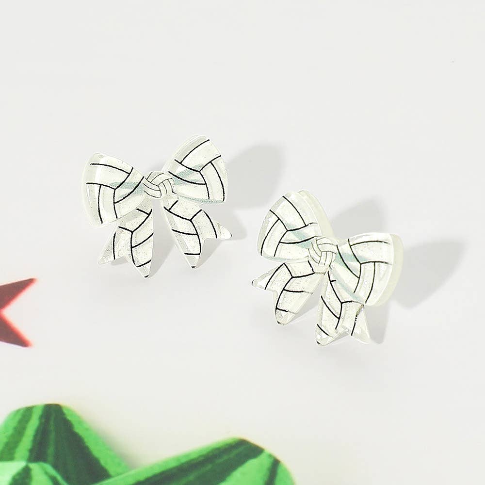 Resin Sports Bow Stud Earrings Volleyball
