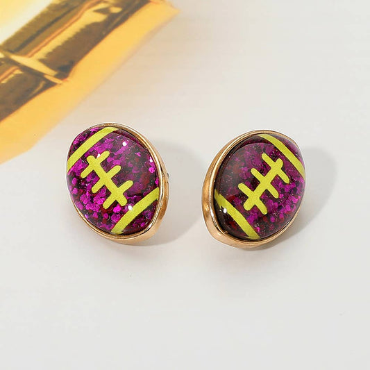 Glittered Football Stud Earrings