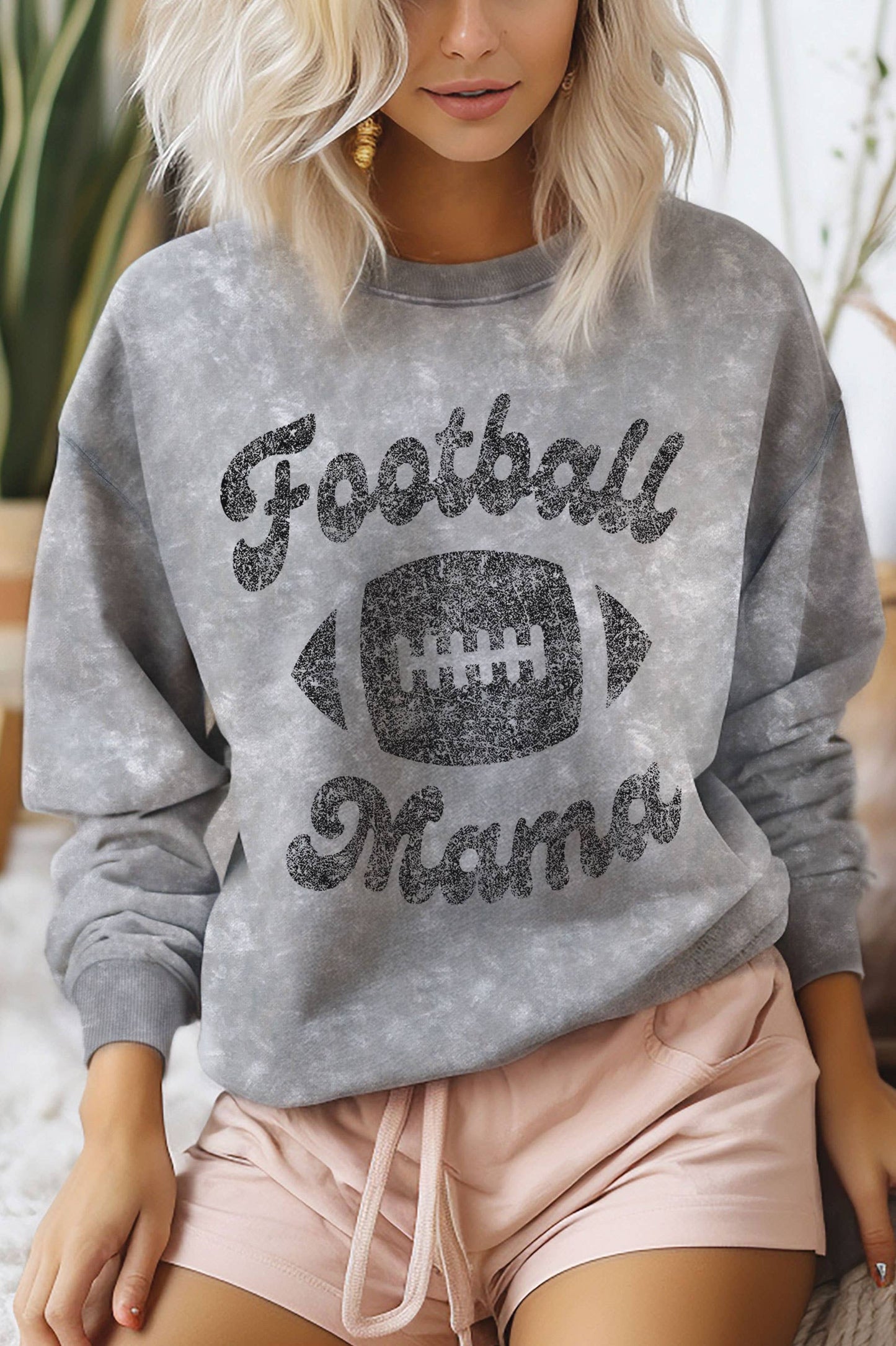 FOOTBALL MAMA MINERAL GRAPHIC BRUSHED SWEATSHIRT