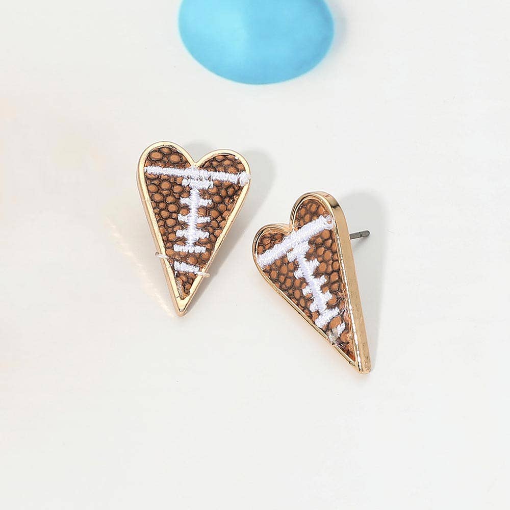 Baseball Heart Stud Earrings: Football