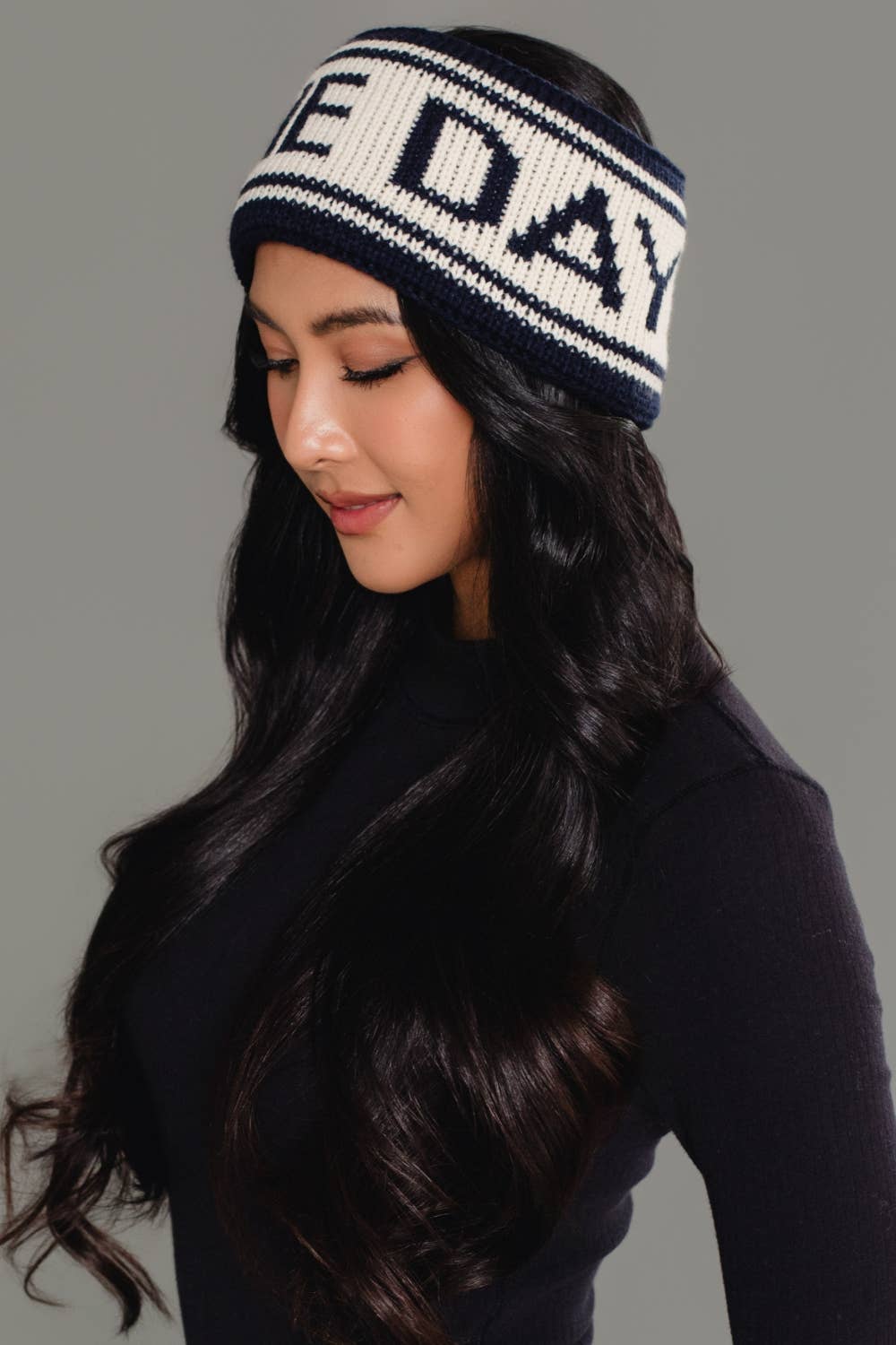 Dk. Navy & Beige Game Day Knit Headband