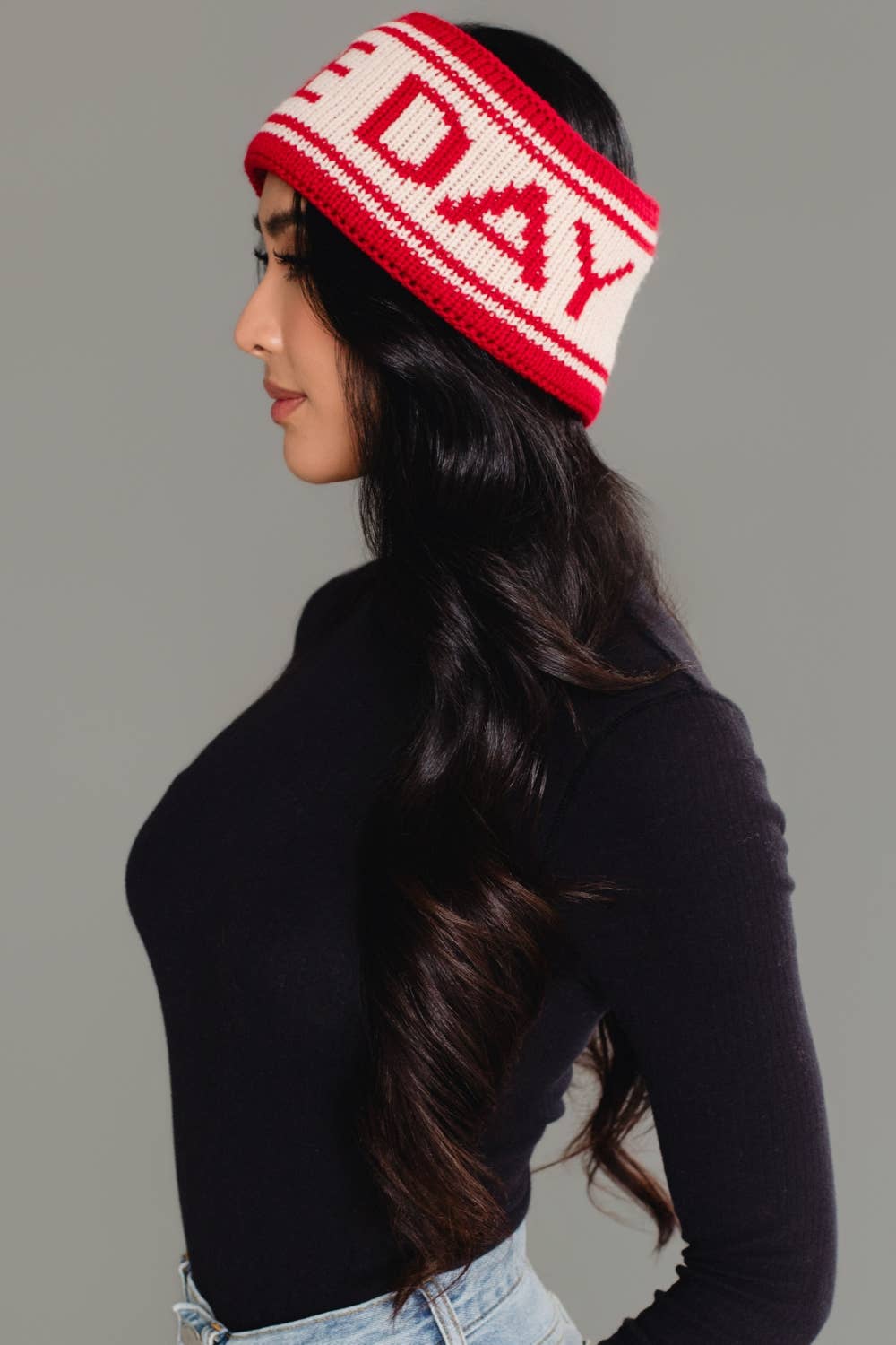 Red & Beige Game Day Knit Headband