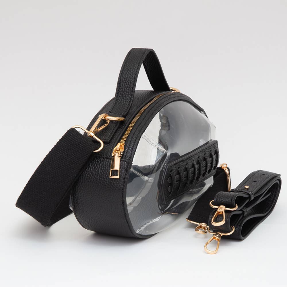 Football Shaped Transparent Crossbody Bag
: Black