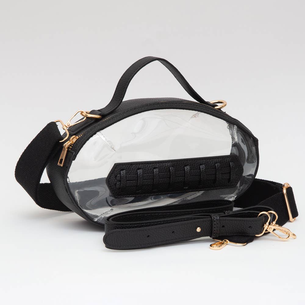 Football Shaped Transparent Crossbody Bag
: Black
